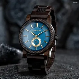 Armbandsur Bobo Bird Wood Watch Chronograph Timepiece Simple Men's Quartz in Wood Present Box For Men Drop Reloj Hombre
