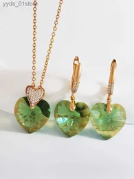귀걸이 목걸이 오스트리아 목걸이 및 귀걸이 여성 발렌타인 데이에 세트 Bijoux New Fashion Heart Design Womens Jewelry Sets L240323