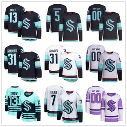 سياتل مخصص Kraken Hockey Jerseys 29 Vince Dunn 10 Matty Beniers 37 Yanni Gourde 13 Brandon Tanev 22 Oliver Bjorkstrand 7 Eberle 31 Philipp Grubauer