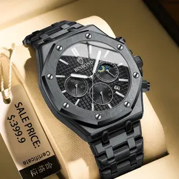 Luxury Man Wristwatch Waterproof Luminous Chronograph Watch for Men Stainless Steel Mens Quartz Watches reloj hombre 240311