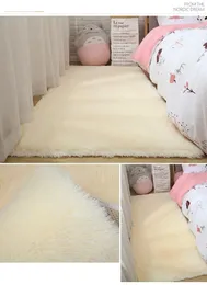 Tappeti 3574 Morbido tappeto Shaggy Soggiorno Soffici tappeti per bambini Tappeto beige di grandi dimensioni in peluche per la camera da letto Asilo nido per bambini Casa moderna