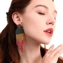 Mizhu Tassel Earrings, 보헤미안 복고풍 민족 스타일, 과장된 성격, 창의성, 대외 무역, 유럽 및 미국 수제 귀걸이