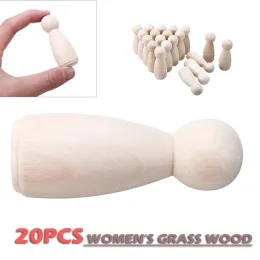 Crafts 20pcs/set New Wooden Peg Doll Unfinished Family People Wooden DIY Craft for DIY Peg Dolls Painting Home Decoration