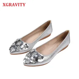 Stivali xgravity hot new pormotion designer floreal woman scarpe pianeggianti eleganti lady pieghevole moda di grandi dimensioni donne fiorini morbidi scarpe A237