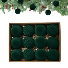 Decorazione per feste Ornamenti natalizi floccati verdi 12 pezzi Palline pendenti stagionali per anniversari Anno