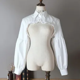 Koronka z długim rękawem Fałszywa Koszula Koszulka Biała obroża Fałszywe kobiety w stylu Lace Lace Lace False Bluzka Połowa koszuli 240314