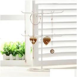 Smyckeslådor BlueLans 2-Tier Rotary Stand Display Rack Earrings Ring Halsband Holder Fashion Organizer Storage 220912 Drop Delivery Dhznm