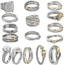 Dy Twisted Ring for Women 1: 1 Högkvalitativa bröllopsringar Engagemang Station Kabelsamling Vintage Ethnic Loop Hoop Classics Punk Designer Dy Jewelry Mother Gift