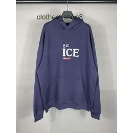 Hoodie الأكمام عالية النسخة Balencigs هوديز باريس رجال سفن الصوفية فضفاضة ب طويلة الأسرة لاصق شريط مقنع