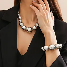 Necklace Earrings Set DIEZI Sweet Cute CCB Beads Choker For Women Wedding Party Fashion Plastic Strand Bracelet