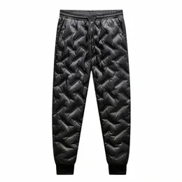 mens Casual Shiny Trousers Outdoor 2023 New Men Winter Down Pants Thick Warm Sweatpants Windproof Waterproof Cott Male Pants 76BP#