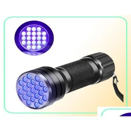 El feneri Torçlar Mini 21 LED Siyah Işık Gizli İşaretçi El Feneri UV Traviolet Torçu Light6598927 Damla Teslimat Sporları Açık havada ca otmny