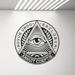 Adesivi Occhio che tutto vede Adesivo in vinile Piramide Occhio Adesivo Illuminati Segno Decalcomanie da parete Vinile Decorazioni per la casa Soggiorno Camera da letto Murale G381