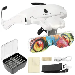 Stitch ARTDOT LED Head Magnifier for Diamond Painting Accessories Adjustable Brightness Magnifying Glasses Diamonds Art Tools