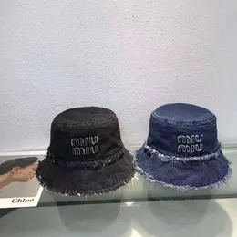 Mui Mui Hat Classic Denim Fabric Luxury Mium samma stil fiskare hatt för kvinnor och män högkvalitativ solskydd hink