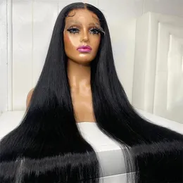 30 40 polegadas de peruca de gluefim de cabelo humano pronto para usar osso reto 13x4 13x6 HD Lace Frontal Human Hair Wigs