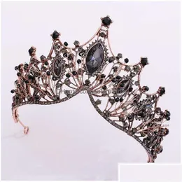 Haarschmuck Forseven Retro Barock Stil Schwarz/Lila Kristall Prinzessin Diadem Tiaras und Krone Braut Noiva Stirnbänder 210616 Drop Del Otvvw