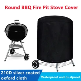 Covers 210d Round BBQ Cover Outdoor Fire Pit Spise Cover Oven Waterproof Weber Heavy Duty Cover Brazier Cover Barbecue Stove Cover