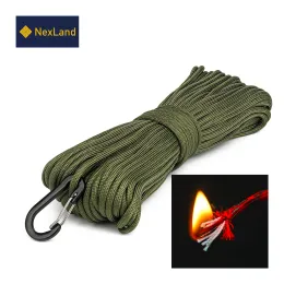 Paracord 4mm / 31 Meters Paracord with Carabiner 550 Backup Rope Firecord Fire Starter Camping Hiking Survival