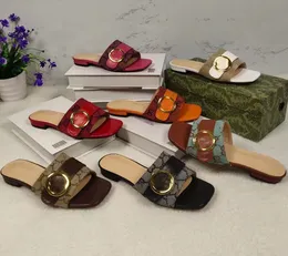 2024 Frühjahr neue Hausschuhe Modetrend Canvas mit Gürtelschnalle Sandalen Damen flache Damen Sommer Slipper Slides Damen Hausschuhe Luxurys Floral Slipper Größe 35-42