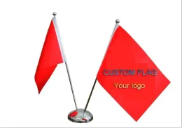 Acessórios KAFNIK, bandeira de mesa estilo V de prata de pólo duplo com qualquer bandeira e banner de país de 14 * 21 cm, frete grátis