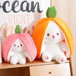 دمى محشوة بالعناق الديكور عكس الجزر الفراولة Bunny Pillow Plush Toy Doll للعب الحضن