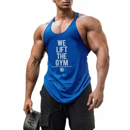 Muscleguys Gym Tank Tops Men Cott Sleevel Tanktops para homens Roupas de musculação Sports Undershirt Fitn Stringer Vest R24u #