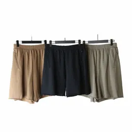 2022 Seas 6 Shorts Kanye West Blank Shorts Men Women 1:1 High Quality Zipper Pockets Terry Cott Hip Hop Solid Ye Breeches 15rs#