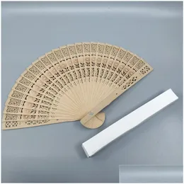 Party Favor Vintage Style Wood Folding Fan Chinese Pattern Art Craft Gift Personalized Engraved Handmade Wooden Fold Hand Fans Drop De Dhx61