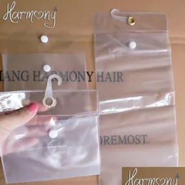 Haarwerkzeuge 20 Stück 13 cm Breite Kunststoff-PVC-Beutel zum Verpacken von Verlängerungen, transparente Verpackung mit oberem Aufhänger und unterem Knopf-Drop-Delive DHSQD