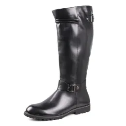 stivali da uomo in pelle nera britannica stivali alti desigla zip lunghe scarpe motociclistiche antiche cosplay palcoscenico botas casual comfort zapatos