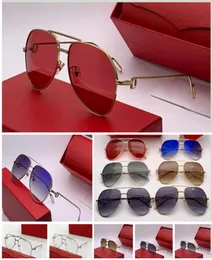 Gold Frame Red Woman Designer Sunglasses Pilot Mens Horseshoe Clasp Design Frames Arte Lente Coating Mulheres azuis Luxo óculos de luxo Busin1224083