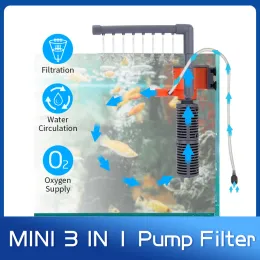 Accessories Xilong XL666/777A Mini Pumping Oxygen Filter Pump With Rain Pipe Submersible Filtre Aquarium Fish Tank Sponge Aquarism Stuff