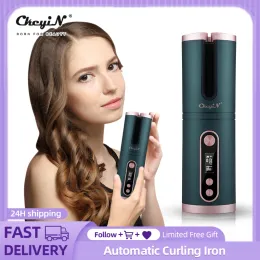 Irons CkeyiN Cordless Automatic Curling Iron Hair Curler Ceramic AntiScalding Curling Iron Rotating Hair Waver Styling Tool