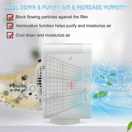 Fans Portable Air Conditioner Fan 120° Rotating Personal Usb Air Cooler Purifier Humidifier Desktop Cooling Fan with Led Light