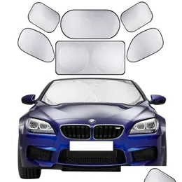 Car Sunshade 6pcsset Sun Shade Sn Fl الجانبي الجانبي الخلفي الستار الزجاج الأمامي ظلال القناع ER Block1145545 إسقاط توصيل السيارات OTQI5