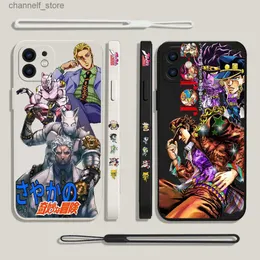 Cell Phone Cases Anime JoJos Bizarre Adventure Phone Case for Oneplus Nord 3 2 9R 9 8T 8 7 7T Pro 6 5G Liquid Silicone Cover with Hand StrapY240325
