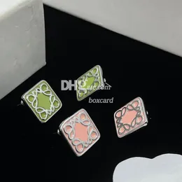 Vintage Green Square örhängen Studs Stylish Charming Daily Earrings Letter Plated Simple Earrings Ear Studs With Box