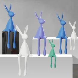 Sculptures Nordic Home Decorate Figurines for Interior Gift Rabbit Statue Christmas Room Decor Abstract Art Sculpture Desk