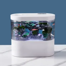 الخزانات USB Mini Desktop Aquarium مضخة المياه / مصباح LED / مرشح الدورة الذاتية ودائرة الأسماك الذهبية الدورة الذاتية