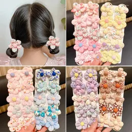 Acessórios para o cabelo 10/12 pçs bonito meninas náilon flor laços doces elástico arco faixas tranças corda borracha goma scrunchies acessórios