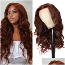 Lace Wigs Klaiyi Body Wave 33B Reddish Brown Front Wig 13X4 Human Hair Baby For Women Bury 99J Super Saving Drop Delivery Products Dh1Ho