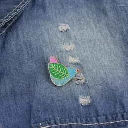 Brooches Green Blue Enamel Bird Pins Oiseau Broche Splice Of Peace Pigeon With Leaf Bag Backpake Badge For Women Girls