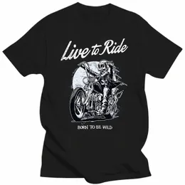 2019 Summer Men Men Shoreve Men Short Sleeve Fitn Clothing Mens Live to Ride Born to Be Wild Biker Motorcycle T-Shirt K3HJ#