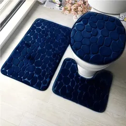 3Pcs Bathroom Toilet Mat Stone Bath Mat Set Non Slip Velvet Carpet Bathroom Rug Absorbent Shower Carpets Toilet Cover Home Decor 240313