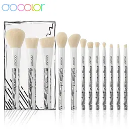 Docolor 12 pezzi Pennelli per trucco Set Fondotinta in polvere Blush Ombretto Labbra Pennello per trucco Kit di strumenti cosmetici Maquiagem 240311