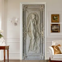 Наклейки в европейском стиле, 3D-тисненая фигура, статуя, художественная настенная роспись, гостиная, спальня, дверная наклейка, самоклеящиеся обои Papel De Parede