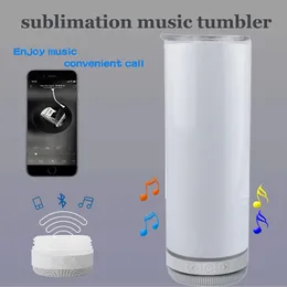 موسيقى كأس القدح Music Ser Tumblerstraight مع كأس من الصلب بدون قش مع ضوء LED قابل للفصل لهدية عيد الحب 240315