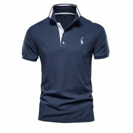 aiopeson Cott Men's Polos Giraffe Embroidery Short Sleeve Polo Shirts for Men High Quality Brand Design Polos Men Clothing B3yU#
