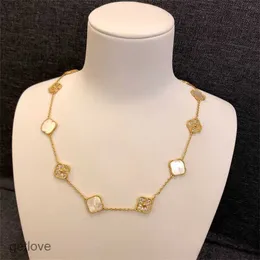 Van Jewelry Vanclef Four Leaf Clover Bracelets Cleef Bransoletka 10 Diamentowy naszyjnik Moda Klasyczny naszyjnik Urok 18K Rose Gold Srebrny Agat wisiorek dla kobiet